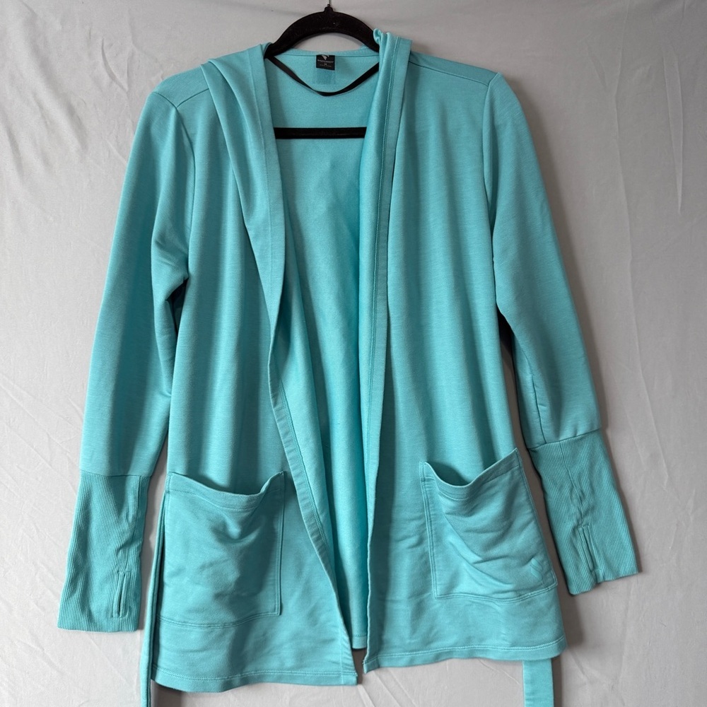 Sketchers Womens GOLOUNGE Wear Restful Hoodigan Size M Teal Blue French Terry